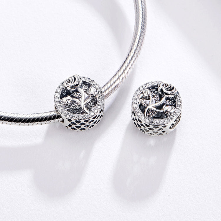 Phụ kiện vòng tay hạt hoa hồng cổ điển bạc S925 bạc sterling làm thủ công, SCC1189
