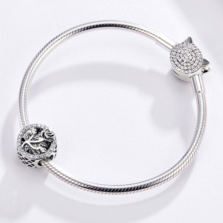 Phụ kiện vòng tay hạt hoa hồng cổ điển bạc S925 bạc sterling làm thủ công, SCC1189