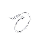 S925 Sterling Silver Angel Wings Open Ring White Gold Plated Open Ring, SCR567
