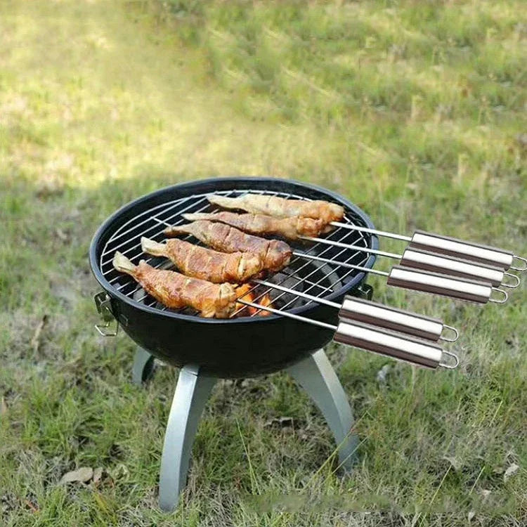 5 cây xiên nướng BBQ bằng thép không gỉ có tay cầm chịu nhiệt