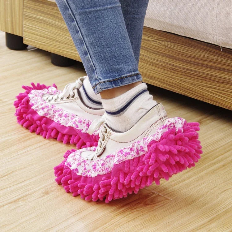 2 chiếc bao giày lau nhà chenille lười biếng Lau sàn có thể tháo rời và giặt Màu ngẫu nhiên, Cây lau sàn