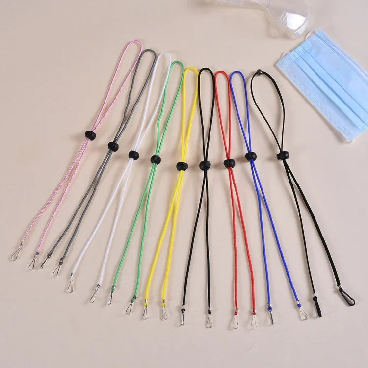 10 dây đeo khẩu trang chống mất có thể điều chỉnh và móc tai, chất liệu cashmere, màu trắng, đen, vàng, xanh lá, xanh dương, hồng, đỏ, xám