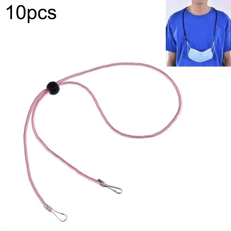 10 dây đeo khẩu trang chống mất có thể điều chỉnh và móc tai, chất liệu cashmere, màu trắng, đen, vàng, xanh lá, xanh dương, hồng, đỏ, xám