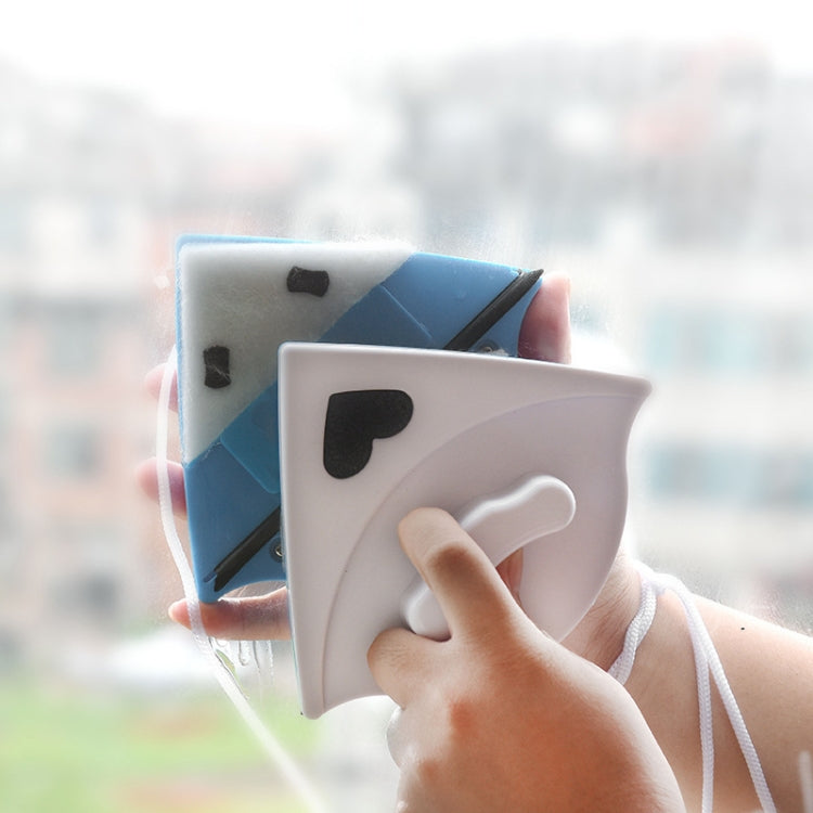 Bộ 2 dụng cụ lau kính cửa sổ kính đôi hình tam giác đa năng có nam châm, màu trắng