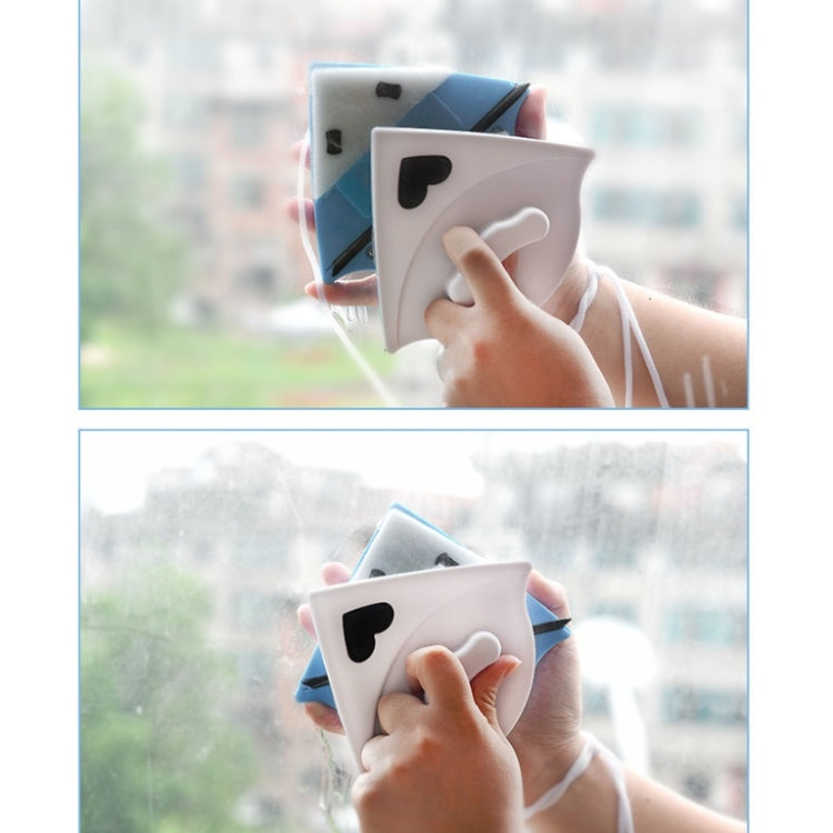 Bộ 2 dụng cụ lau kính cửa sổ kính đôi hình tam giác đa năng có nam châm, màu trắng