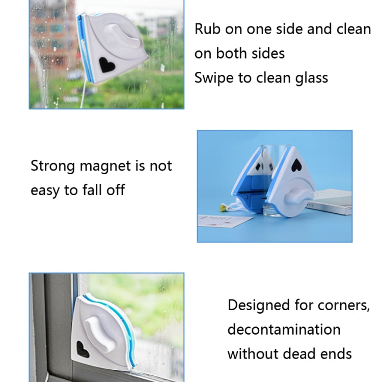 Bộ 2 dụng cụ lau kính cửa sổ kính đôi hình tam giác đa năng có nam châm, màu trắng