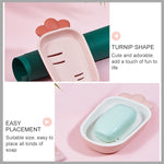 3 cái hộp đựng xà phòng nhà vệ sinh hai lớp có nắp, hộp đựng xà phòng dễ thương sáng tạo, màu xanh lá, trắng, vàng, hồng