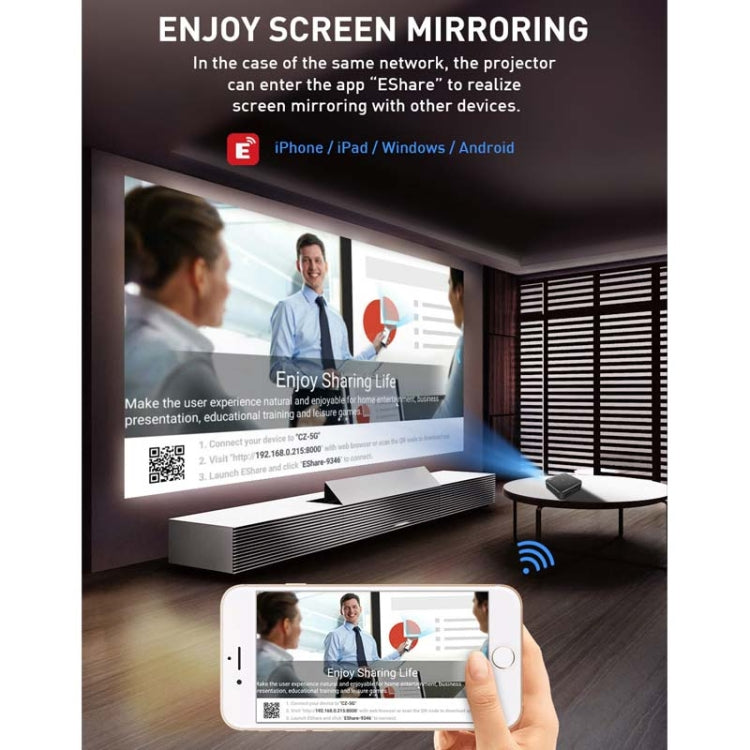 Máy chiếu mini thông minh P11 854x480 DLP với điều khiển từ xa hồng ngoại, Android 9.0, 2GB+16GB, Hỗ trợ WiFi 2.4G/5G, Bluetooth, Thẻ TF