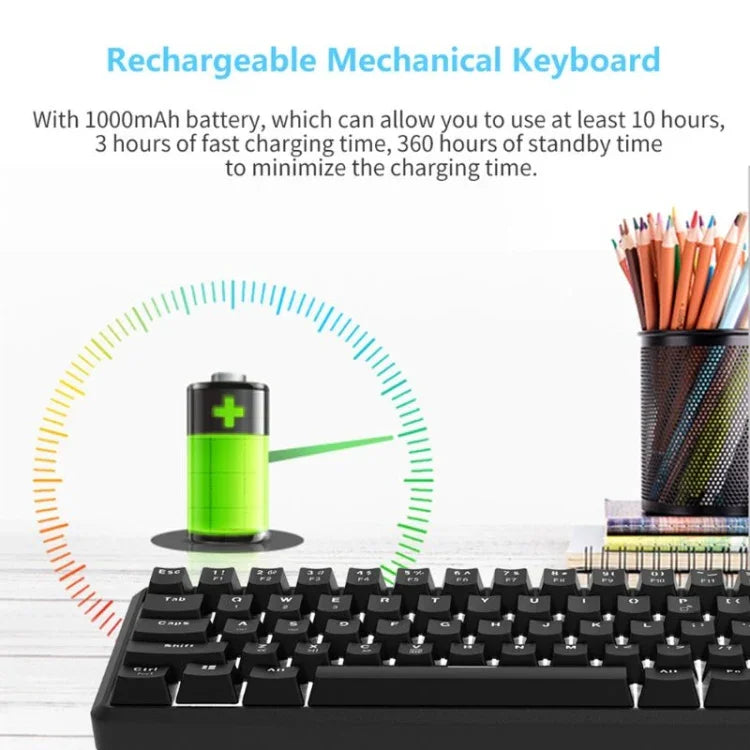 Bàn phím cơ mini Ajazz K680T 68 phím có dây USB, chế độ kép sạc, chiều dài cáp: 1,6m, phím xanh lá, đen, trà