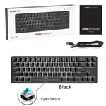 Bàn phím cơ mini Ajazz K680T 68 phím có dây USB, chế độ kép sạc, chiều dài cáp: 1,6m, phím xanh lá, đen, trà