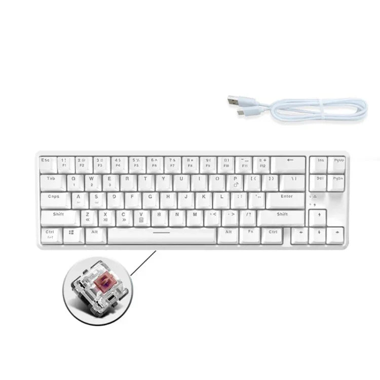 Bàn phím cơ mini Ajazz K680T 68 phím có dây USB, chế độ kép sạc, chiều dài cáp: 1,6m, phím xanh lá, đen, trà