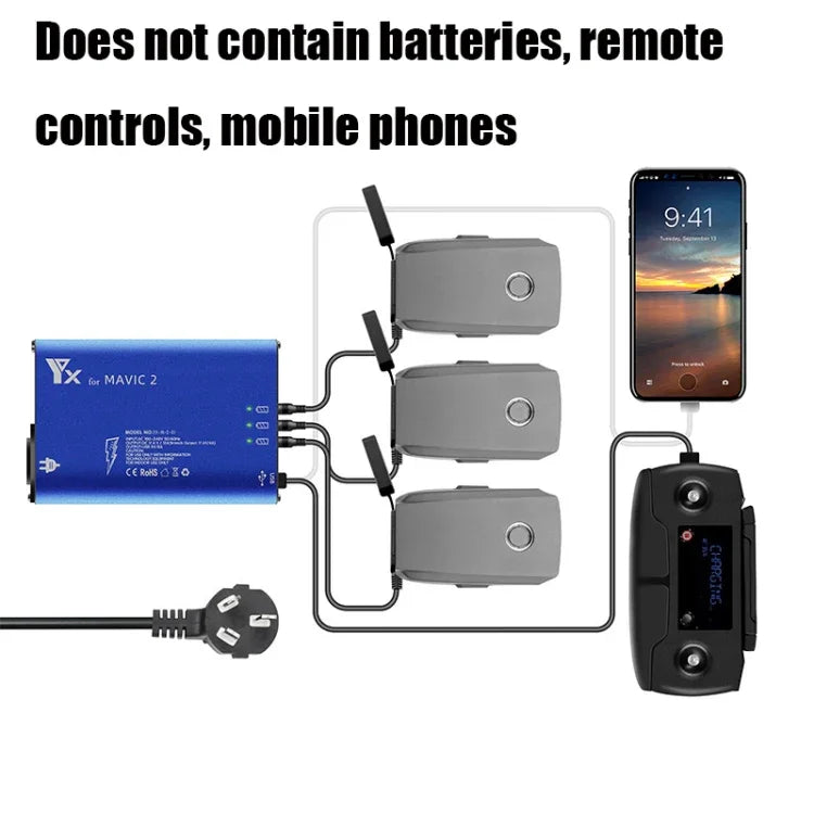 Sạc Hợp Kim Nhôm YX Cho DJI MAVIC 2 Có Công Tắc, Phích Cắm Mỹ