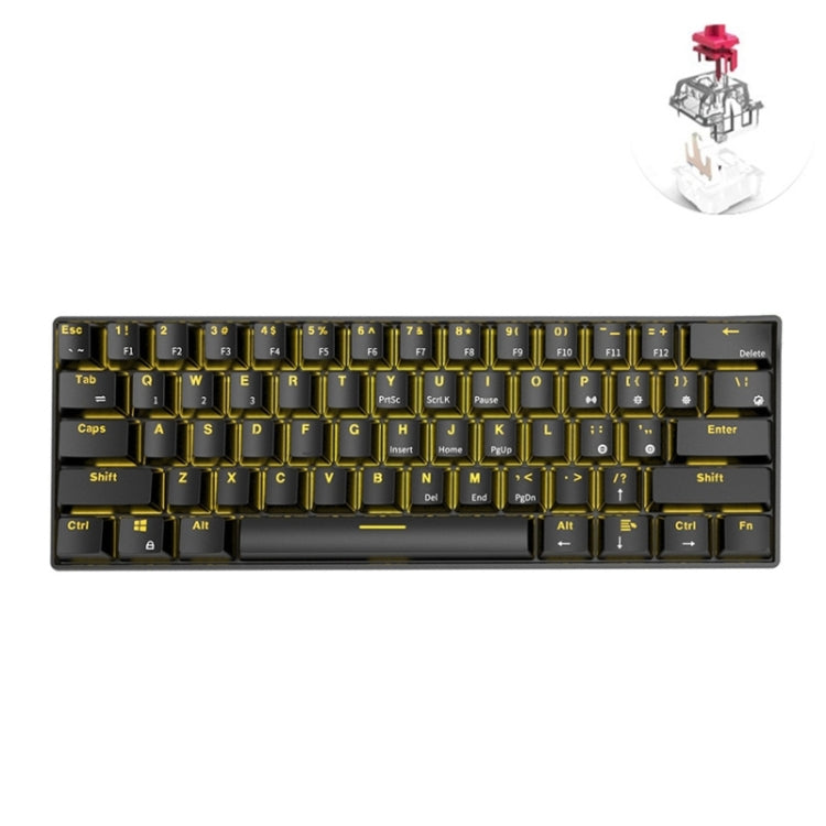 Bàn phím cơ chơi game Bluetooth / không dây RK61 61 phím cho máy tính bảng và điện thoại, chiều dài cáp: 1,5m, phím trà, xanh lá, đỏ