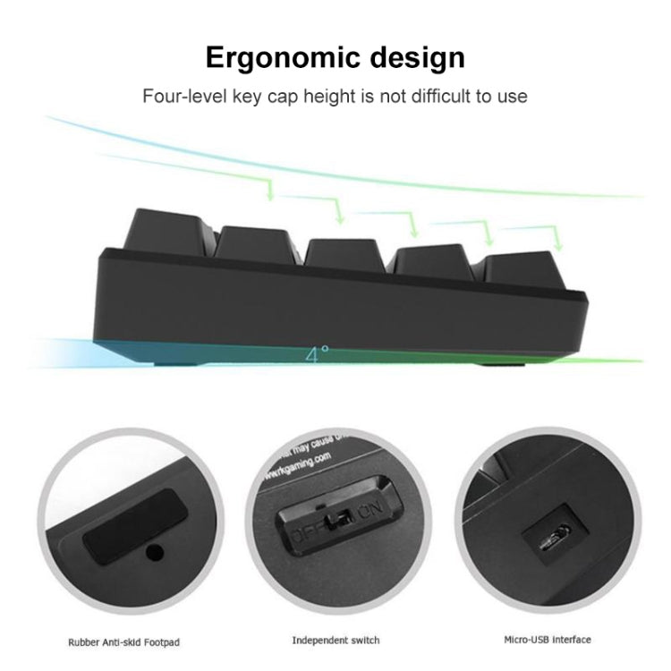 Bàn phím cơ chơi game Bluetooth / không dây RK61 61 phím cho máy tính bảng và điện thoại, chiều dài cáp: 1,5m, phím trà, xanh lá, đỏ