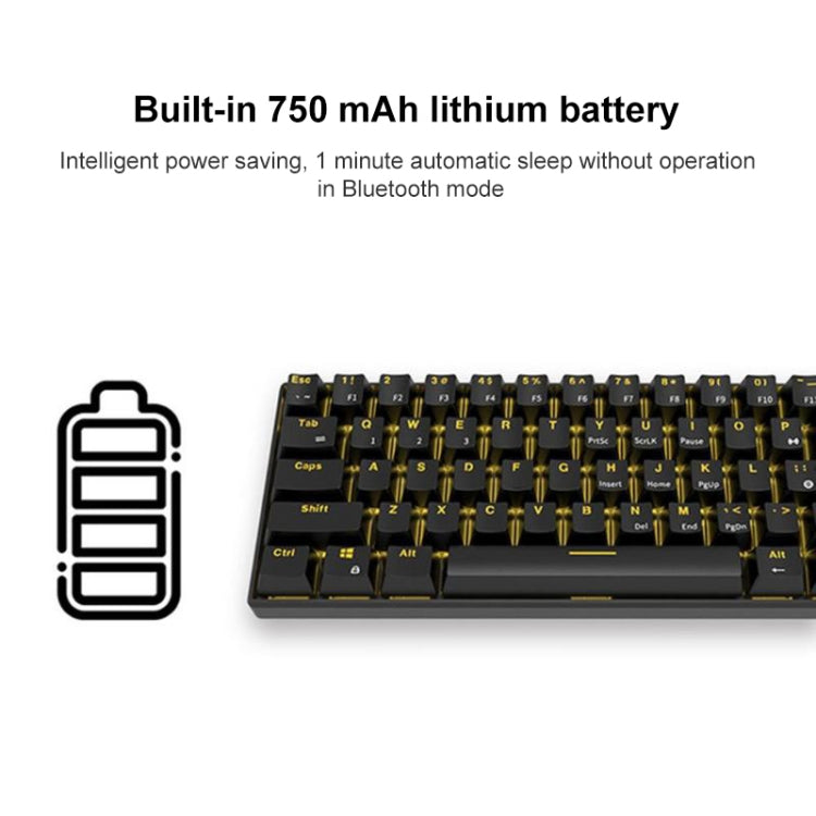 Bàn phím cơ chơi game Bluetooth / không dây RK61 61 phím cho máy tính bảng và điện thoại, chiều dài cáp: 1,5m, phím trà, xanh lá, đỏ