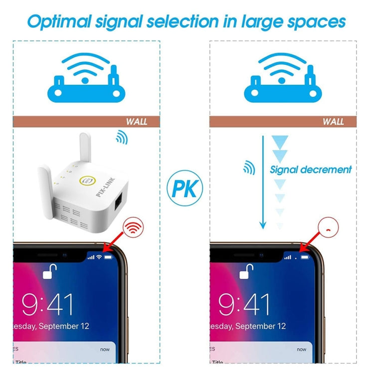 PIX-LINK WR22 bộ khuếch đại tín hiệu Wifi không dây 300Mbps, phích cắm EU, phích cắm US, phích cắm UK, phích cắm AU