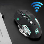 Chuột chơi game cơ không dây FREEDOM-WOLF X8 2400 DPI 6 phím sạc 2.4G im lặng phát sáng, X8 Đen, X8 Xám kim loại, X8 Đen sao