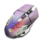 Chuột chơi game cơ không dây FREEDOM-WOLF X8 2400 DPI 6 phím sạc 2.4G im lặng phát sáng, X8 Đen, X8 Xám kim loại, X8 Đen sao