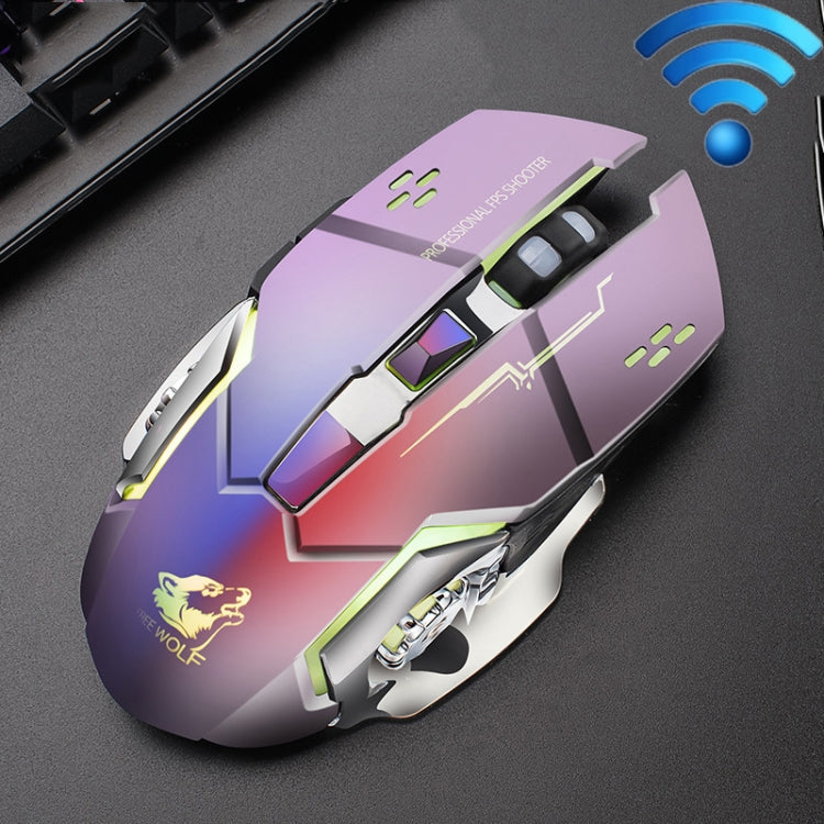 Chuột chơi game cơ không dây FREEDOM-WOLF X8 2400 DPI 6 phím sạc 2.4G im lặng phát sáng, X8 Đen, X8 Xám kim loại, X8 Đen sao