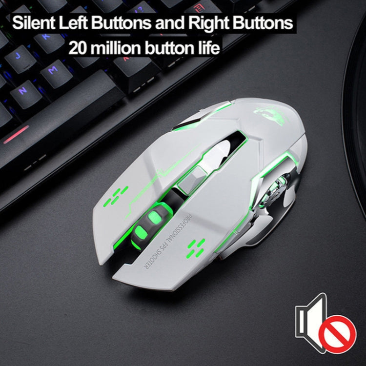 Chuột chơi game cơ không dây FREEDOM-WOLF X8 2400 DPI 6 phím sạc 2.4G im lặng phát sáng, X8 Đen, X8 Xám kim loại, X8 Đen sao
