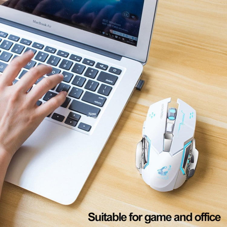 Chuột chơi game cơ không dây FREEDOM-WOLF X8 2400 DPI 6 phím sạc 2.4G im lặng phát sáng, X8 Đen, X8 Xám kim loại, X8 Đen sao