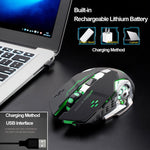 Chuột chơi game cơ không dây FREEDOM-WOLF X8 2400 DPI 6 phím sạc 2.4G im lặng phát sáng, X8 Đen, X8 Xám kim loại, X8 Đen sao
