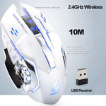 Chuột chơi game cơ không dây FREEDOM-WOLF X8 2400 DPI 6 phím sạc 2.4G im lặng phát sáng, X8 Đen, X8 Xám kim loại, X8 Đen sao