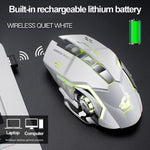 Chuột chơi game cơ không dây FREEDOM-WOLF X8 2400 DPI 6 phím sạc 2.4G im lặng phát sáng, X8 Đen, X8 Xám kim loại, X8 Đen sao