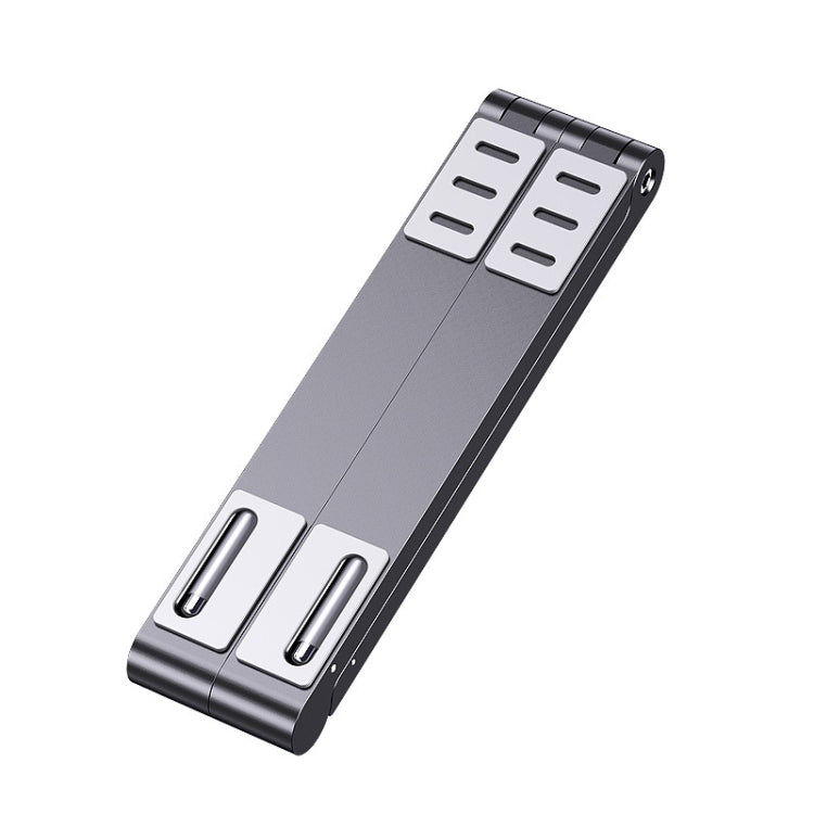 Giá đỡ laptop kim loại gập, mini, phẳng, nâng cao, màu xám, bạc