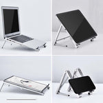Giá đỡ laptop kim loại gập, mini, phẳng, nâng cao, màu xám, bạc