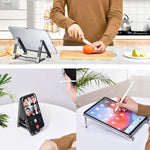 Giá đỡ laptop kim loại gập, mini, phẳng, nâng cao, màu xám, bạc