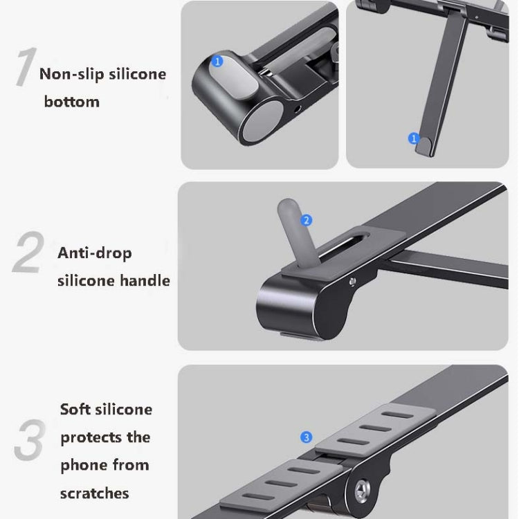 Giá đỡ laptop kim loại gập, mini, phẳng, nâng cao, màu xám, bạc