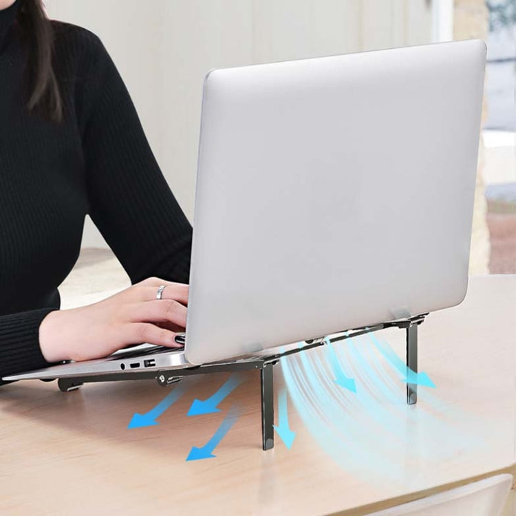 Giá đỡ laptop kim loại gập, mini, phẳng, nâng cao, màu xám, bạc