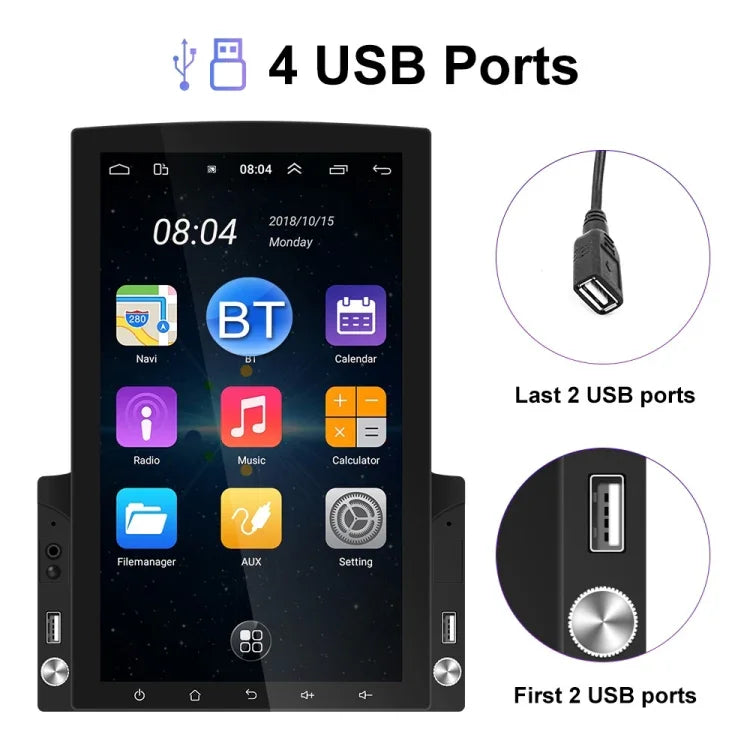 Máy nghe nhạc MP5 xe hơi màn hình dọc 9.7 inch HD kính 2.5D, máy đa năng Android dẫn đường, tiêu chuẩn, tiêu chuẩn + 4 đèn camera, tiêu chuẩn + 8 đèn camera, tiêu chuẩn + 12 đèn camera