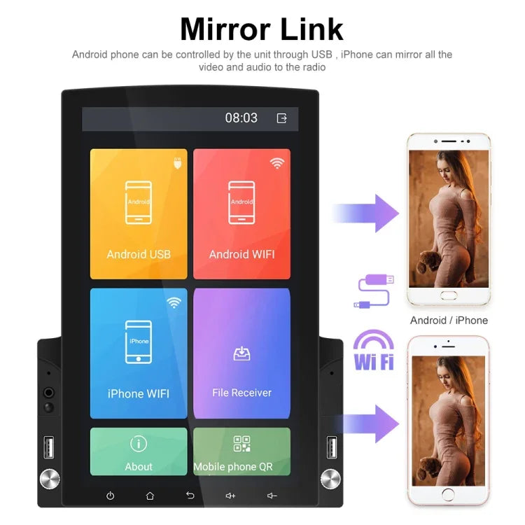 Máy nghe nhạc MP5 xe hơi màn hình dọc 9.7 inch HD kính 2.5D, máy đa năng Android dẫn đường, tiêu chuẩn, tiêu chuẩn + 4 đèn camera, tiêu chuẩn + 8 đèn camera, tiêu chuẩn + 12 đèn camera