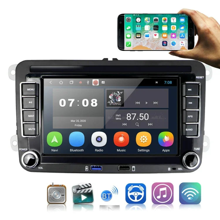 Phù Hợp Cho Máy Nghe Nhạc Đa Phương Tiện Xe Volkswagen 7 inch Điều Hướng Bluetooth Tích Hợp Camera Lùi Android 10.0, 1+16G, 2+16G, 2+32G
