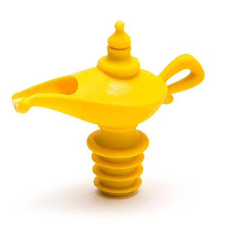 Nắp rót chai rượu vang đỏ silicone sáng tạo hình đèn Aladdin, nút chai không khí thủ công, bộ 3 nút chai rượu