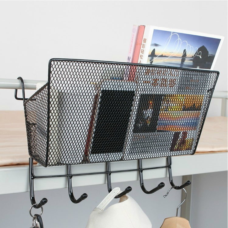 Giá đựng đồ đầu giường tầng trên ký túc xá, giỏ treo đầu giường, giỏ treo màu đen + móc đen, giỏ treo màu trắng + móc trắng