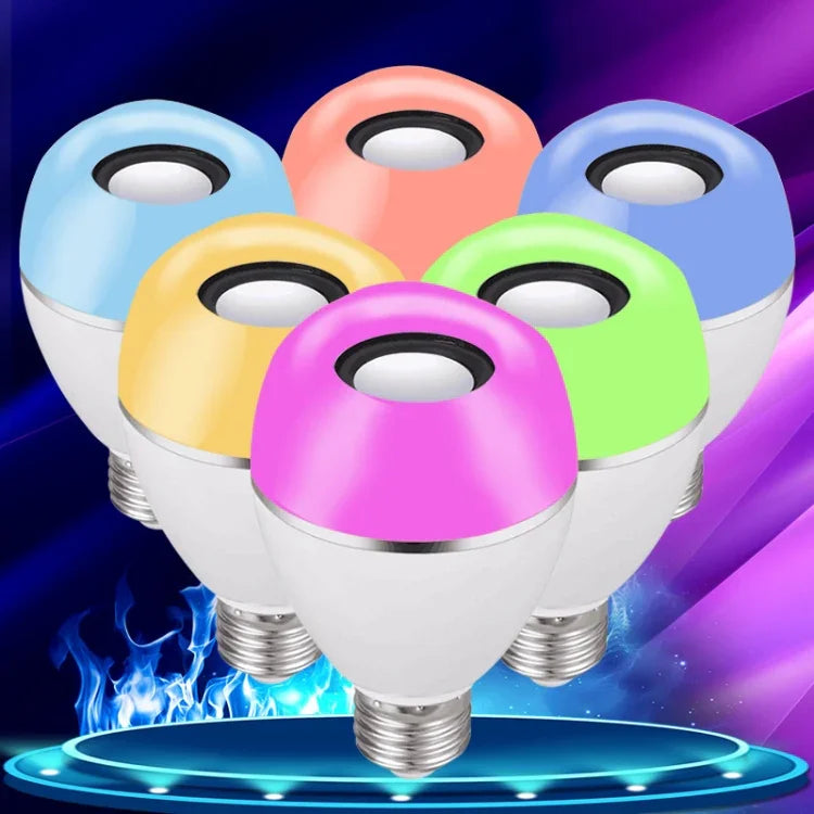 Bóng đèn LED âm nhạc E27 thông minh nhiều màu điều khiển từ xa đèn báo thức, đèn nhạc đa liên kết qua APP, APP + điều khiển từ xa