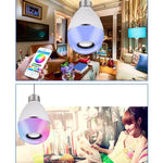 Bóng đèn LED âm nhạc E27 thông minh nhiều màu điều khiển từ xa đèn báo thức, đèn nhạc đa liên kết qua APP, APP + điều khiển từ xa