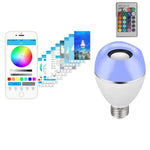 Bóng đèn LED âm nhạc E27 thông minh nhiều màu điều khiển từ xa đèn báo thức, đèn nhạc đa liên kết qua APP, APP + điều khiển từ xa