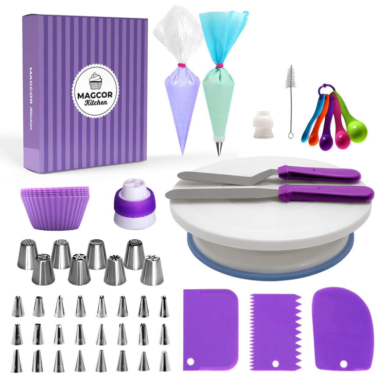 Bộ bàn xoay trang trí bánh, túi silicone trang trí, bộ làm bánh tự làm, 6 cái/bộ, 12 cái/bộ, 60 cái/bộ