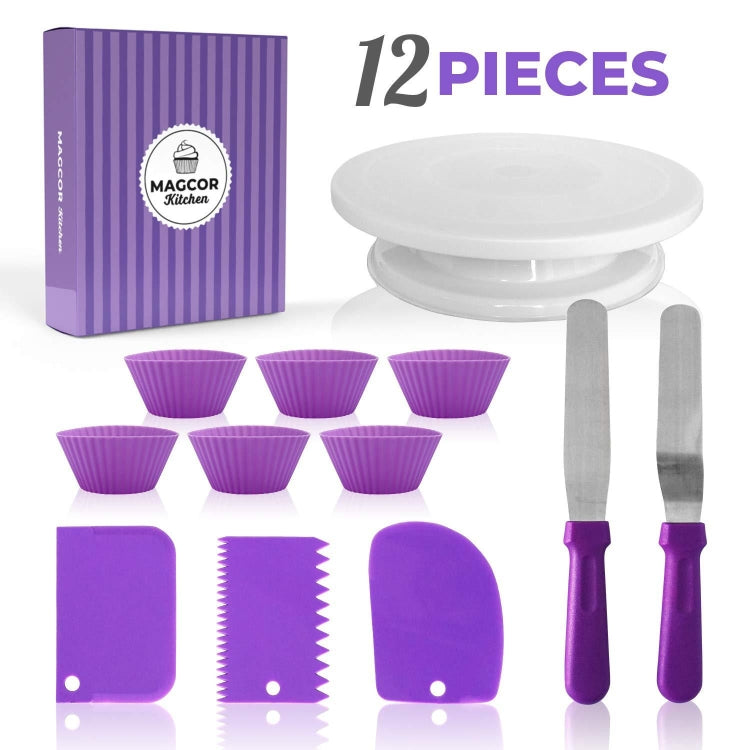 Bộ bàn xoay trang trí bánh, túi silicone trang trí, bộ làm bánh tự làm, 6 cái/bộ, 12 cái/bộ, 60 cái/bộ