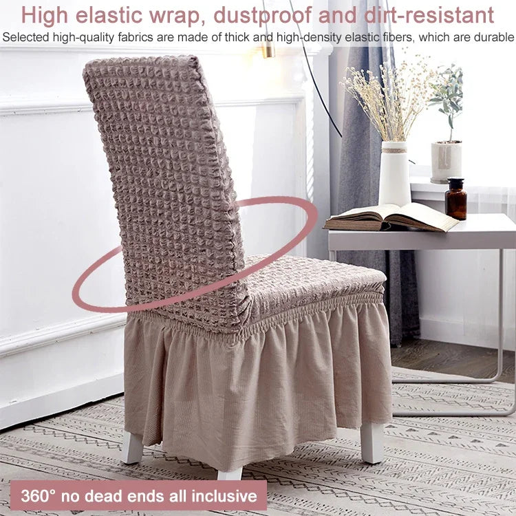 Áo bọc ghế váy bồng bong bóng co giãn gia đình một mảnh phủ ghế đôn vải lưới, kích thước đa năng