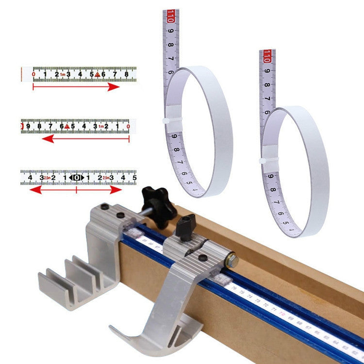 Thước thép dính có thước cuộn keo tự dính, 1m, 2m, 3m, 4m, 5m mặt trước; 1m, 2m, 3m, 4m, 5m mặt sau; 1m, 2m, 3m điểm giữa