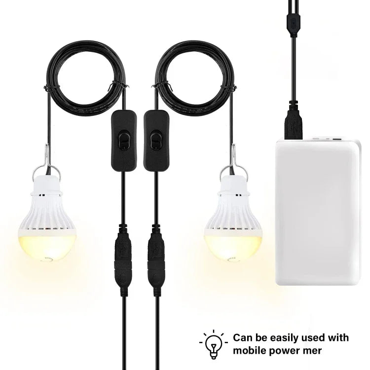 Đèn pin cắm trại USB, đèn khẩn cấp, 2 cái