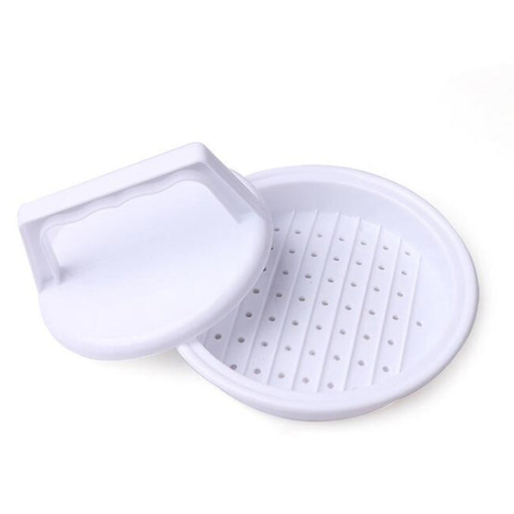 Khuôn ép hamburger hình tròn bằng nhựa đạt tiêu chuẩn thực phẩm, dụng cụ làm bánh burger thịt bò, bộ 2 chiếc màu trắng