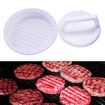 Khuôn ép hamburger hình tròn bằng nhựa đạt tiêu chuẩn thực phẩm, dụng cụ làm bánh burger thịt bò, bộ 2 chiếc màu trắng