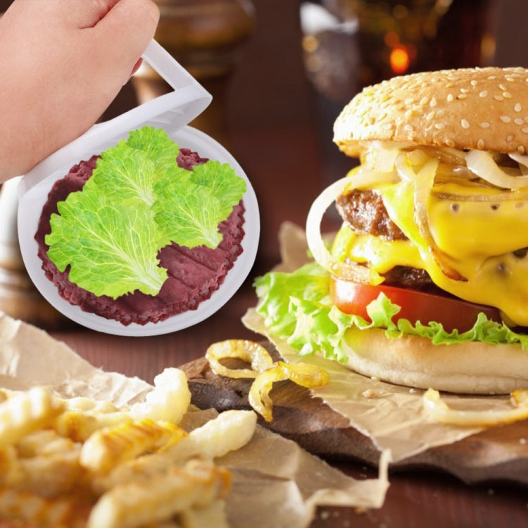 Khuôn ép hamburger hình tròn bằng nhựa đạt tiêu chuẩn thực phẩm, dụng cụ làm bánh burger thịt bò, bộ 2 chiếc màu trắng