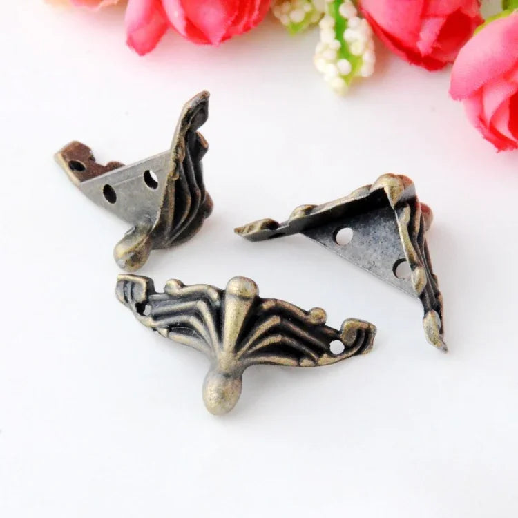 10 chiếc hộp quà trang sức đồng cổ Chân bảo vệ góc hộp gỗ Trang trí, Bảo vệ góc hộp quà trang sức